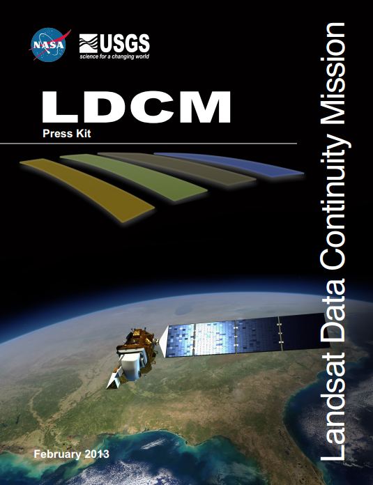 Portada de la nota de prensa acerca del Landsat Data Continuity Mission (http://www.nasa.gov/pdf/723395main_LDCMpresskit2013-final.pdf)
