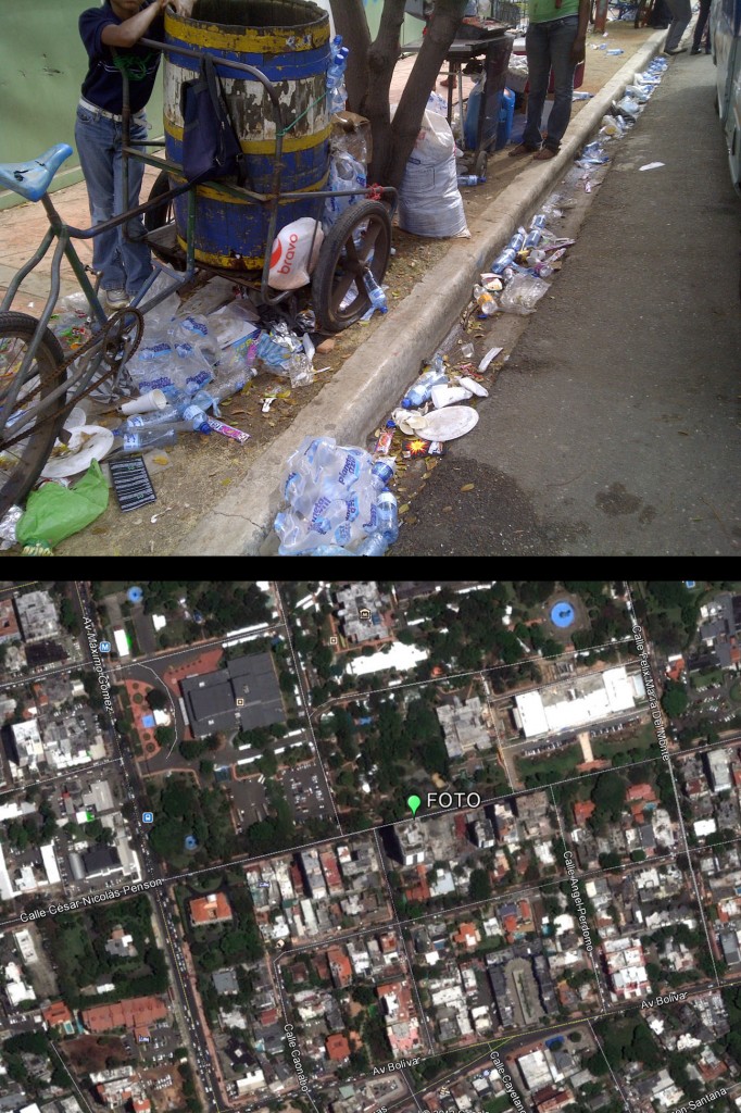 Avenida César Nicolás Penson; ver localización en mapa inferior hecho con GoogleEarth (Foto: J. Martínez, viernes 3 de mayo de 2013, sobre las 3 pm). ¡¡BIENVENIDA BASURA!! ¡¡LLENA NUESTROS DRENAJES!! ¡¡QUEREMOS UNA PISCINA EN PLENA CÉSAR NICOLÁS PENSON!! CAOS TOTAL.