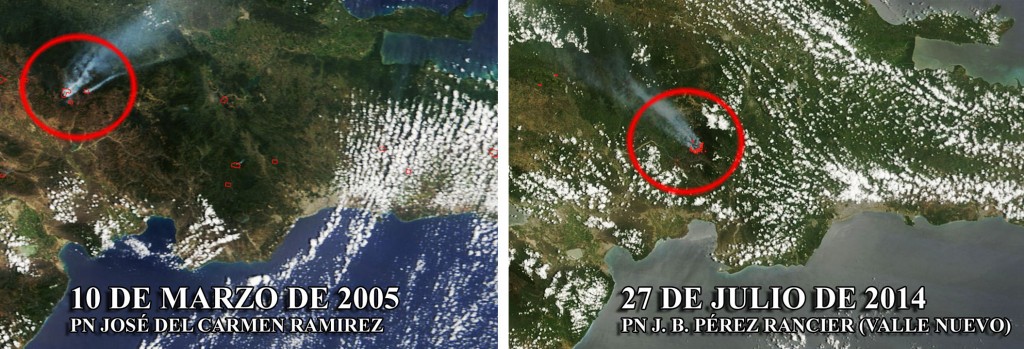 Incendio 2005 PN José del Carmen Ramírez vs. incendio 2014 Valle Nuevo