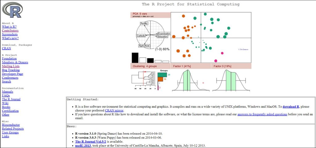 Muestra de la página de bienvenida de r-project.org